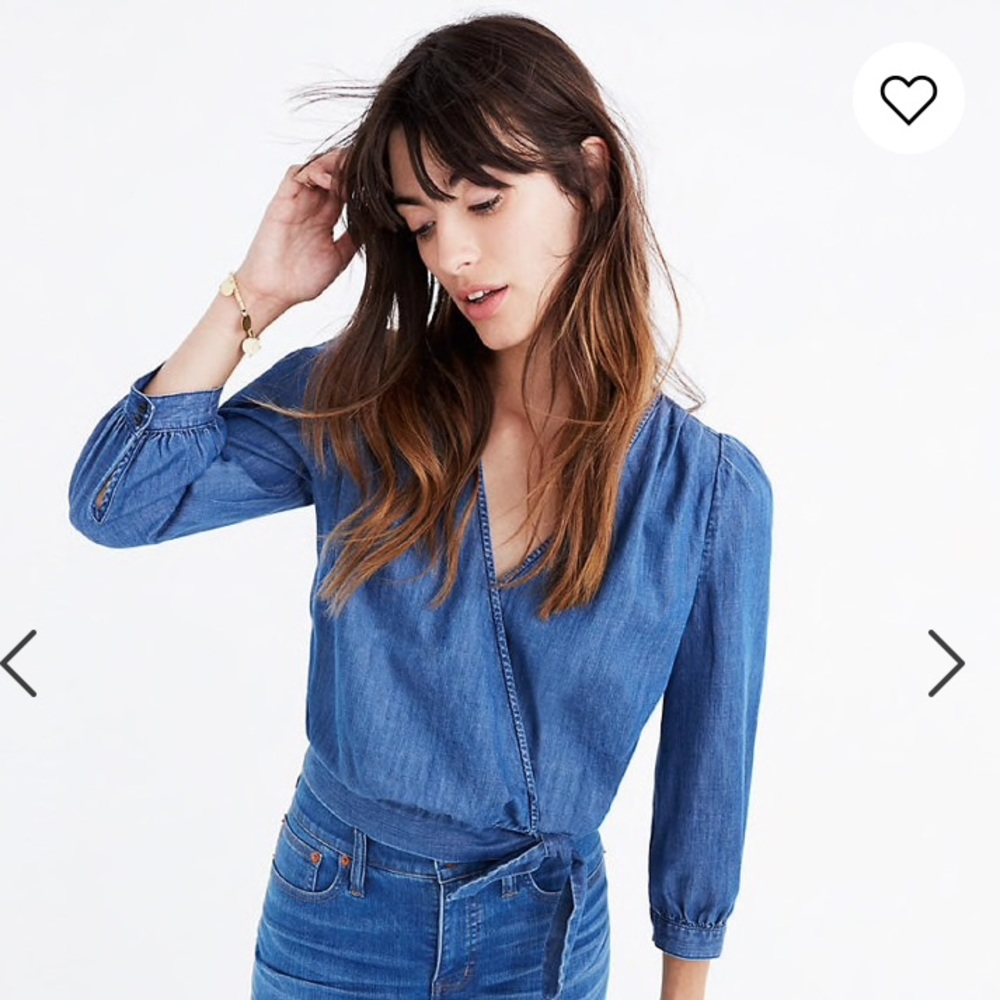 Madewell denim wrap top